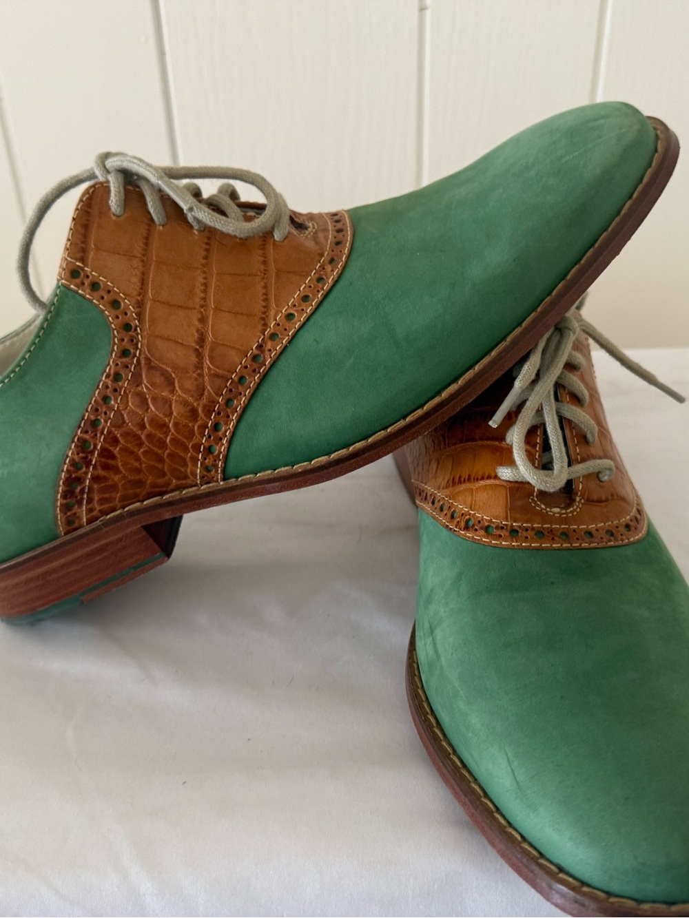 Cole Haan X Nike Vintage Dress Shoes Loafers Green Size 10 Green and Tan - Picture 2 of 4